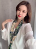 CHALL KITTY真絲絲巾女士長(cháng)條桑蠶絲巾高檔紗巾媽媽生日禮物教師節禮物送老師 綠色叢林-品牌高檔高級感 曬單實(shí)拍圖