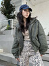 付智恩 都市巡游 休閑街頭狐貍毛領(lǐng)90鵝絨設計感時(shí)尚牛仔派克服冬 軍綠色 M 曬單實(shí)拍圖