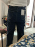 蘭威費雷深色牛仔褲女直筒寬松春秋新款ulzzang褲子顯瘦復古高腰闊腿褲潮 藍色 L 曬單實拍圖