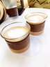 onlycook 高硼硅玻璃杯家用掛耳咖啡杯拿鐵杯日式豎紋相思木防燙早餐奶杯 矮款 2只 曬單實(shí)拍圖