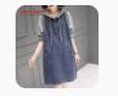 LOVER RUCCI減齡連帽牛仔拼接連衣裙女春季2025新款寬松百搭遮肚子中長(zhǎng)款裙子 藍(lán)色 L 【建議80-120斤】 曬單實(shí)拍圖