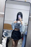 矜持范早秋甜酷辣妹蝴蝶短款針織衫女秋季木耳邊喇叭袖設計感小個(gè)子上衣 藍色 均碼 曬單實(shí)拍圖