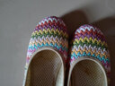 娟的絹 夏季柔軟平底舒適透氣單鞋女編織彩虹拼色圓頭媽媽鞋老北京船鞋 粉色 40 曬單實(shí)拍圖
