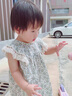 幼歌（YOUGE） 女童碎花連衣裙夏季嬰幼兒童甜美寶寶公主薄娃娃衫 米底綠花連衣裙 100 cm 曬單實(shí)拍圖