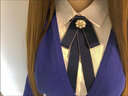 佩巧領(lǐng)花領(lǐng)結職業(yè)制服銀行帶鉆襯衣工裝英倫風(fēng)領(lǐng)帶飄帶蝴蝶結女士配飾  長(cháng)款 藍色六珍珠 【別針款】  曬單實(shí)拍圖