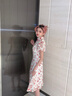 麥斯貝思旗袍敬酒服新娘小個子訂婚衣服禮服女宴會晚禮服連衣裙酒紅色回門 花色 XL 曬單實拍圖