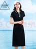 SHIROMA運(yùn)動(dòng)長(zhǎng)款T恤休閑連衣裙女POLO領(lǐng)夏季新款收腰裙子氣質(zhì)薄款 黑色 XL 曬單實(shí)拍圖
