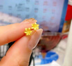 世紀緣黃金耳飾女梔子花足金5G小清新耳釘花朵金耳針閃耀送女友老婆禮物 0.84g 曬單實(shí)拍圖