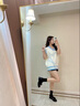 紅蜻蜓單鞋女春秋小皮鞋秋季新款女鞋英倫風(fēng)學(xué)生百搭工作jk樂福鞋 米色跟高3cm 37 曬單實(shí)拍圖