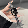 炫戴適用蘋果S10手表s9表帶金屬鑲鉆apple iWatchs8/7/6/5/4時尚se個性ultra2不銹鋼帶替換帶男女士款 滿鉆款表帶-黑色 適用44/45/49/S10【46mm】表盤 曬單實拍圖