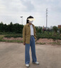 FSHE2025春秋季牛仔褲女寬松直筒緊高腰顯瘦闊腿直筒拖地長(zhǎng)褲女 【1716：藍(lán)色  闊腿牛仔長(zhǎng)褲】 XL 曬單實(shí)拍圖
