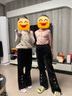 ASK JUNIOR女童褲子冬季中大童加厚保暖褲腳兒童時尚趣味愛心燈芯絨微喇褲 黑色 150 曬單實拍圖