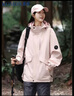羅蒙（ROMON）沖鋒衣男女戶(hù)外連帽登山服情侶美式機能夾克外套上衣粉色XL 曬單實(shí)拍圖