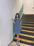 AEMAPE新款牛仔連衣裙女2025夏季短袖時(shí)尚女裝高腰顯瘦透氣小個(gè)子裙子女 牛仔藍(lán)色 L   建議105-115斤 曬單實(shí)拍圖