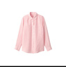 無(wú)印良品（MUJI） 女式 麻水洗襯衫領(lǐng)長(cháng)袖襯衫女士襯衣外套早秋款上衣漢麻女裝早秋 粉紅色條紋 M 160/84A 曬單實(shí)拍圖