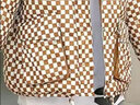 歐洛黛棉服女秋冬新款棉襖子冬天衣服韓版顯瘦寬松棋盤格加厚棉衣外套女 咖色格子 2XL 曬單實拍圖