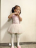 艾舞戈兒童舞蹈服女童芭蕾舞練功裙跳舞軟紗裙蓬蓬裙幼兒中國舞連體服 粉色-短袖 120 碼（高105-110cm重30-38斤） 曬單實(shí)拍圖