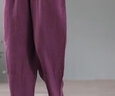 皮爾卡丹（pierre cardin）棉麻哈倫褲女春夏新款復古文藝純色蘿卜褲寬松休閑松緊腰褲子女裝 紫色 3XL 建議145-160斤) 曬單實(shí)拍圖