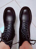 啄木鳥(niǎo)新款簡(jiǎn)約春秋季真皮馬丁靴女英倫風(fēng)單靴夏季短靴軟皮舒適顯腳小靴 黑色【單里】 36 曬單實(shí)拍圖