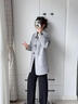 熙世界100%雙面羊毛呢外套女2024秋冬新款小個(gè)子中長(cháng)款呢子大衣 花灰色 XL 曬單實(shí)拍圖