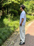 MAYBEYOND休閑褲男夏季美式彎刀直筒褲運動長褲闊腿垂感褲子男MA09灰色2XL 曬單實拍圖