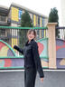 lagogo黑色翻領(lǐng)牛仔短外套女拉谷谷春秋新款休閑顯瘦通勤繡花上衣 牛仔黑(W0) L 曬單實(shí)拍圖