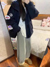 兔芊少女生加絨加厚羽絨棉服冬季派克服連帽短款小個子女毛領(lǐng)保暖外套 藏青色 M 推薦100-115斤 曬單實拍圖