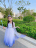藍貝妮愛莎公主裙小女孩艾莎裙子cosplay六一兒童節(jié)表演服裝女童連衣裙 白色+魔法棒皇冠 120 碼 曬單實拍圖