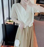 唐菓蜜連衣裙女夏季2024年新款女裝韓版時(shí)尚氣質(zhì)法式復(fù)古港味溫柔風(fēng)裙子 杏色上衣+卡其色裙 M 曬單實(shí)拍圖