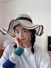 北極絨帽子女式草帽夏季大沿帽子波浪邊蝴蝶結草帽女士沙灘遮陽(yáng)大沿帽米色 曬單實(shí)拍圖