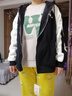 柏麗奴外套女加絨加厚2025春秋冬新款寬松連帽撞色百搭開衫衛(wèi)衣服女裝 黑色 【加絨】 L 【110-135斤】 曬單實拍圖
