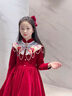 兒童高級(jí)感拜年秋冬裝女童公主裙長(zhǎng)袖主持人生日古箏鋼琴表演禮服 酒紅色長(zhǎng)款+云肩HB02 140 曬單實(shí)拍圖