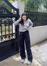紀(jì)荏休閑褲女秋冬新款加絨黑色工裝褲小個(gè)子寬松防風(fēng)登山大碼沖鋒褲女 黑色 加絨 M （建議90-110斤） 曬單實(shí)拍圖