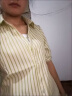 JZOG2024年新款夏装短袖雪纺上衣女装时尚假两件条纹衬衫洋气小衫夏季 绿色 M 建议(95-105斤) 晒单实拍图