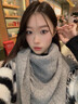 JIOESC2024新款三角圍巾圍脖女秋冬羊毛混紡流蘇三角巾氣質(zhì)百搭保暖披肩 灰色 曬單實(shí)拍圖