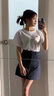 歐若婷雅新款連衣裙女裝套裝韓版2025時尚氣質(zhì)牛仔裙子女夏天小個子兩件裝 套裝（有圖案） L 曬單實拍圖