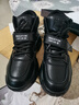 JWNM勁王真皮大碼女鞋2025秋冬新款厚底輕便增高老爹鞋女韓版休閑鞋女 黑色皮面單鞋 （標準尺碼） 42 曬單實(shí)拍圖