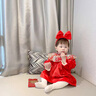 G.DUCKKIDS童裝漢服女童連衣裙秋冬季新款拜年服兒童裙子加絨加厚喜慶過年服 紅色 80尺碼7-11月(建議寶寶75-85cm) 曬單實拍圖