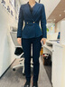 羅蒙職業(yè)套裝女西裝襯衫春秋季2025新款時(shí)尚氣質(zhì)女裙長(cháng)袖工作服女西服 西裝+半裙+褲子（藏青） S 曬單實(shí)拍圖