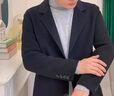羅蒙（ROMON）羊毛呢大衣男西裝領雙面尼加厚風衣秋冬季中長款男裝毛絨呢子外套 卡其色 XL 適合130-150斤 曬單實拍圖