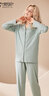 莫代爾男士睡衣長(cháng)袖女士情侶情侶家居服精梳棉開(kāi)衫居家服套裝青年春秋季 抹茶綠-女士-W296B L 曬單實(shí)拍圖