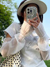 GIAVENTOLA冰袖女長薄款夏季寬松冰絲防曬袖套開車袖子騎行手臂護臂手套袖 三顆小珍珠蝴蝶結(jié) 藍色(仙女款) 均碼 曬單實拍圖