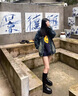 薇衣設(shè)美式復(fù)古水洗牛仔外套女2024春秋季新款設(shè)計(jì)感顯瘦寬松夾克上衣潮 深藍(lán)色 M 【100-115斤】 曬單實(shí)拍圖