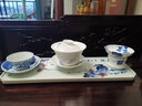 長(cháng)物居名家手繪青花瓷茶托景德鎮瓷器茶器茶道用具收藏裝飾陶瓷茶具茶盤(pán) 釉里鷺棲 曬單實(shí)拍圖