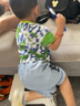 潮牌豬童裝男童夏裝短袖套裝2025新款小男孩寶寶兒童兩件套男孩韓版衣服 綠色套裝 90 90 (建議身高80-90cm) 曬單實(shí)拍圖