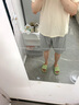 伊緹恩（Evnttenr）男士睡衣夏季純棉薄款短袖短褲100%棉情侶睡衣可外穿女士家居服 男款-奶白 XL 曬單實(shí)拍圖