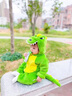 G.DUCKKIDS小黃鴨童裝女童睡衣秋冬季加絨加厚兒童家居服珊瑚絨恐龍連體睡衣 淺綠色 90 建議1~2歲【 80-90cm】cm 曬單實(shí)拍圖