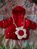 迪士尼（Disney）兒童羽絨棉服冬季嬰幼寶寶加厚外套女棉襖過(guò)年服周歲女寶寶過(guò)年服 m紅色 80 曬單實(shí)拍圖