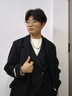 CUCHOHOMME新款大肩寬寬松毛呢大衣男冬季加厚呢子長款過膝韓版男款風(fēng)衣外套 黑色(加棉款) L 曬單實(shí)拍圖