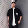 洛科馳2024夏季短袖襯衫男裝搭配一套衣服休閑褲三件套痞帥港風(fēng)襯衣套裝 【三件套】襯衫白+短白T+黑褲 XL 曬單實(shí)拍圖